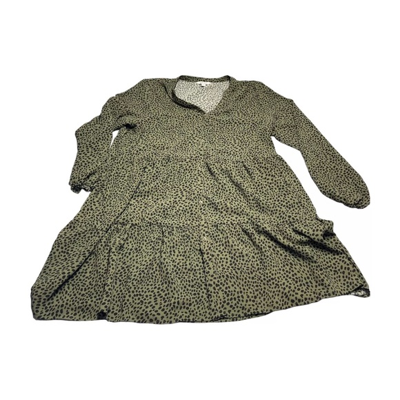 Nine West Dress Green Leopard Print 100% Polyester Button Front - Picture 4 of 8